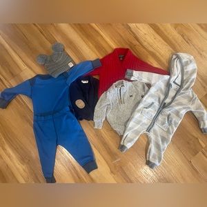 6mo Baby Bundle Fall/Winter clothes - sweaters, beanie, Patagonia set, etc.